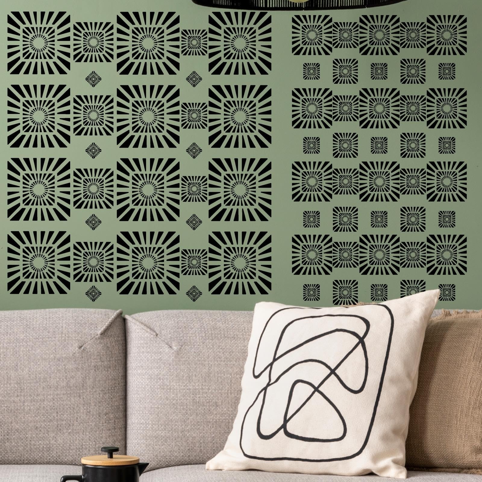 Geometric Wall Stickers Black Diamond Pattern Peel and Stick Removable Wall D…