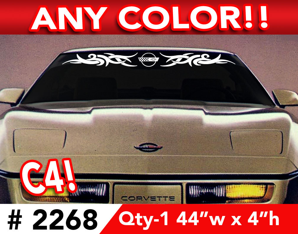 C4 CORVETTE TRIBAL WINDSHIELD DECAL STICKER 46"w x4"h Any 1 Color