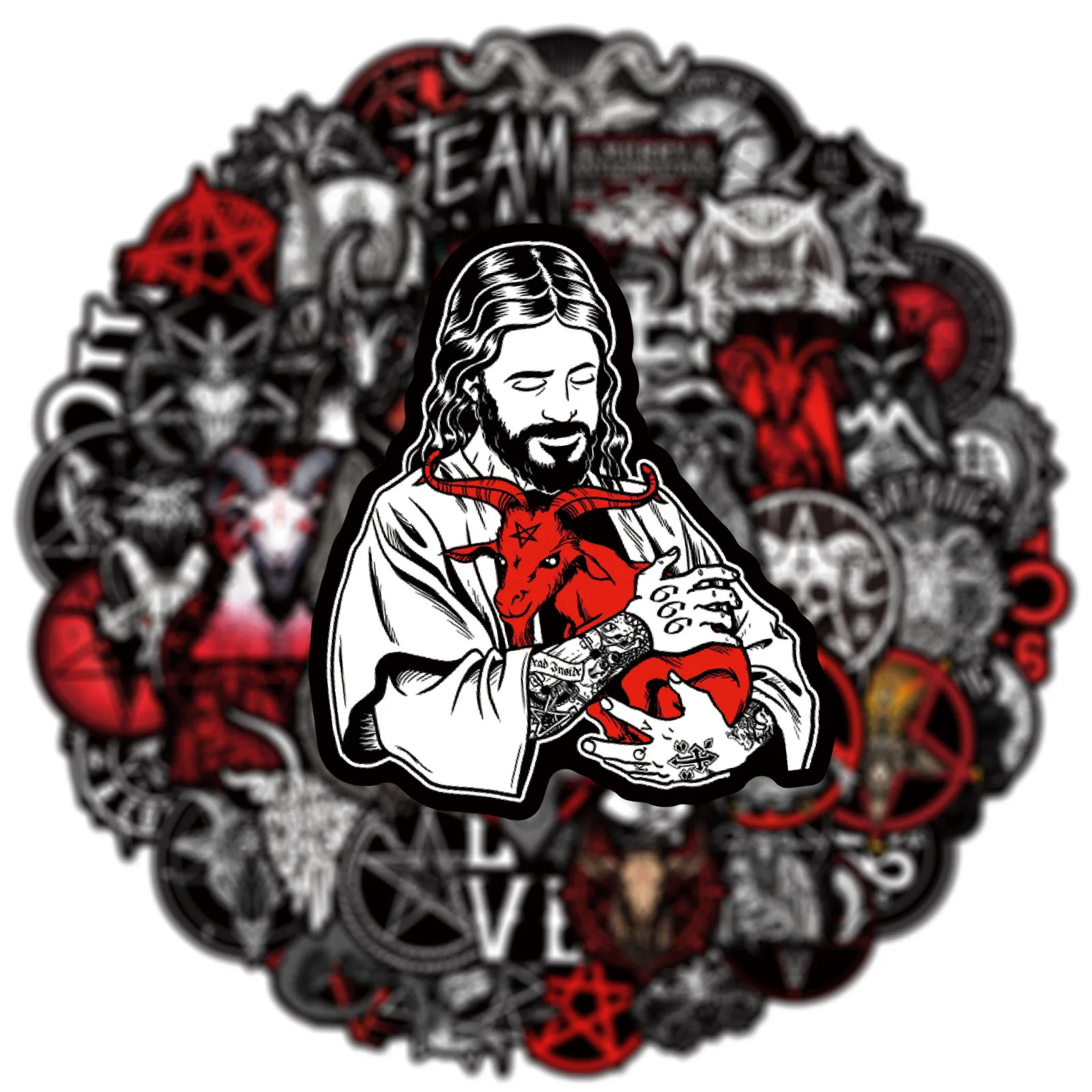 50PC Satanic Symbol Stickers Gothic Occult Baphomet Vinyl Decal Pack 2 Inch