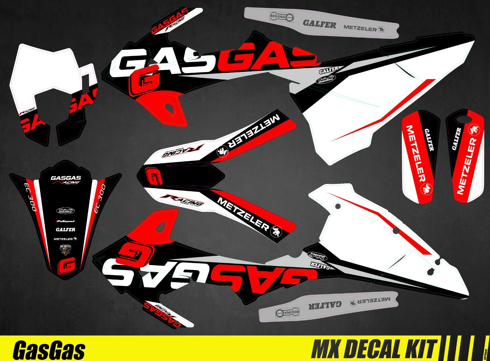 Motorcycle Decal Kit For GAS GAS – Black