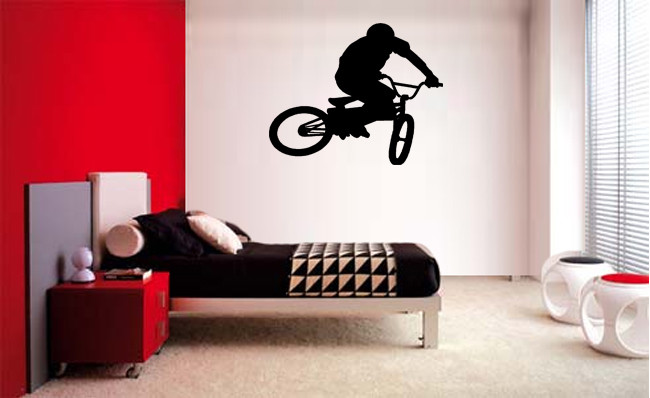 BMX Bike Boys Bedroom Bicycle VINYL WALL DECAL ROOM DECOR LETTERING STICKER ART