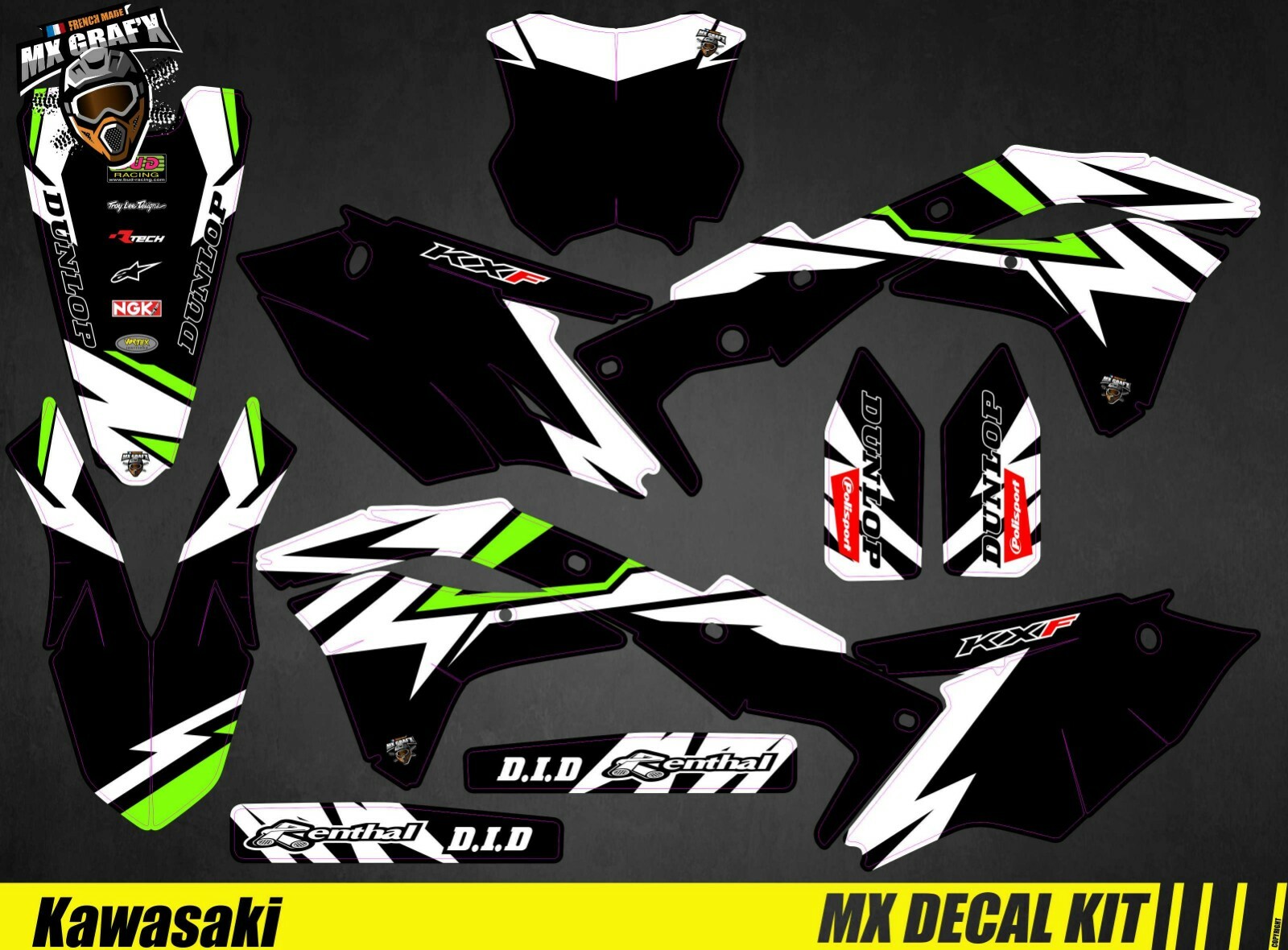 MX Decal Kit For Kawasaki KXF – Blitz