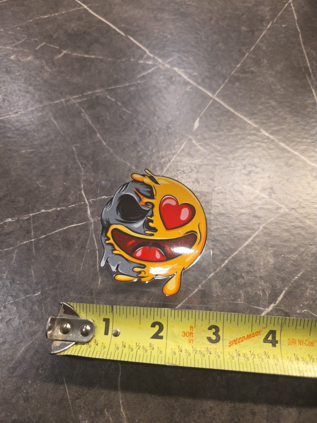 In Love Smiley Face Zombie Split Emoji UVDTF Raised Decal Sticker Waterproof USA