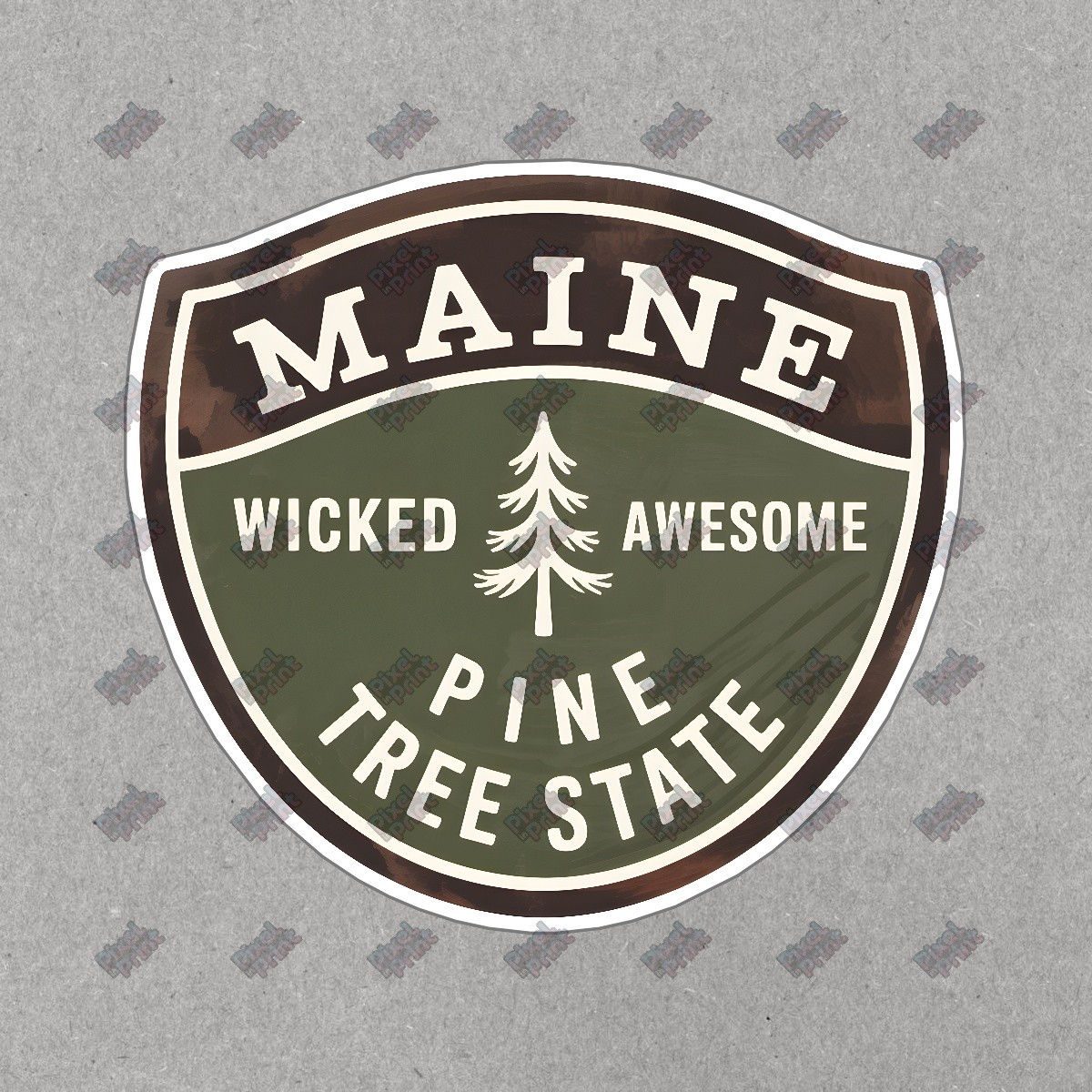 Maine Pine Tree State Shield Sign Wicked Awesome Rustic Decor #8419