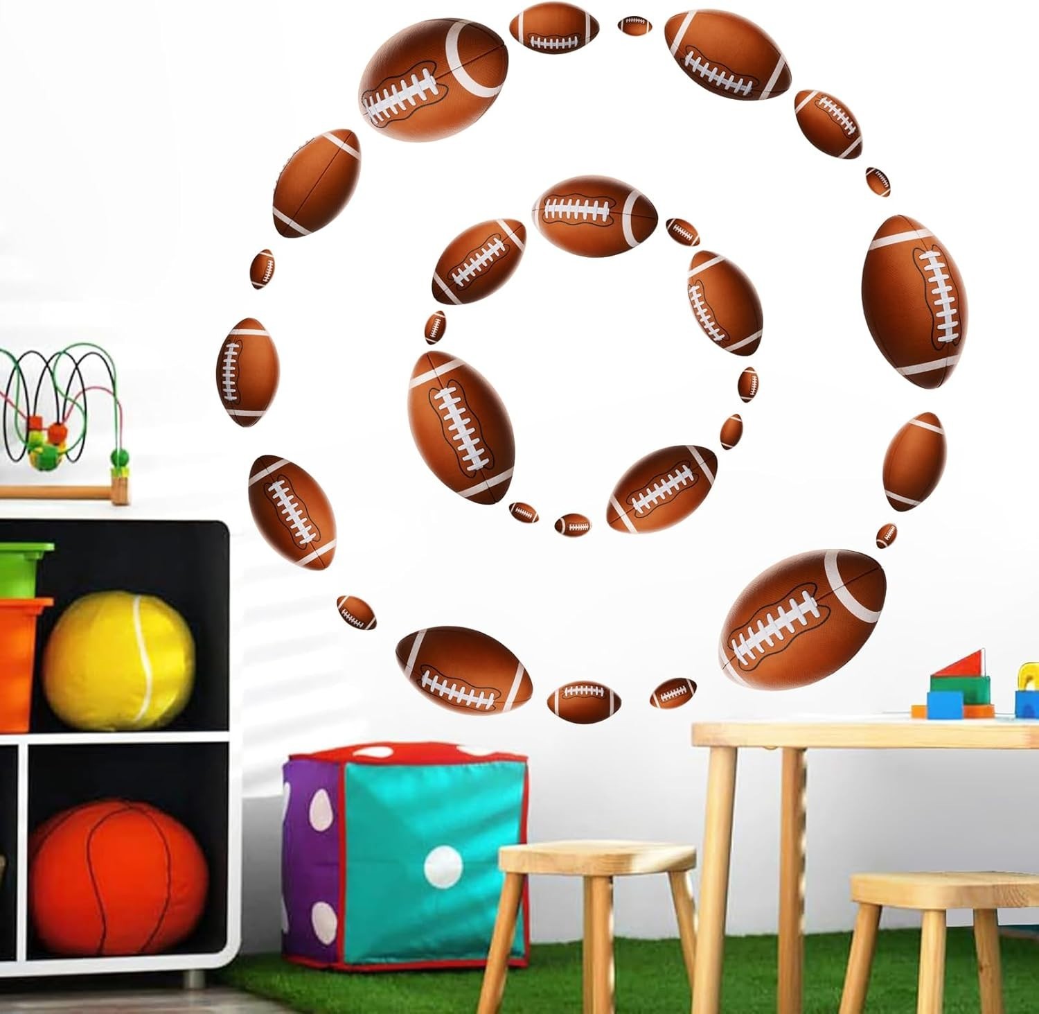 Peel and Stick Football Wall Decals for Kids' Rooms – Removable & Waterproof