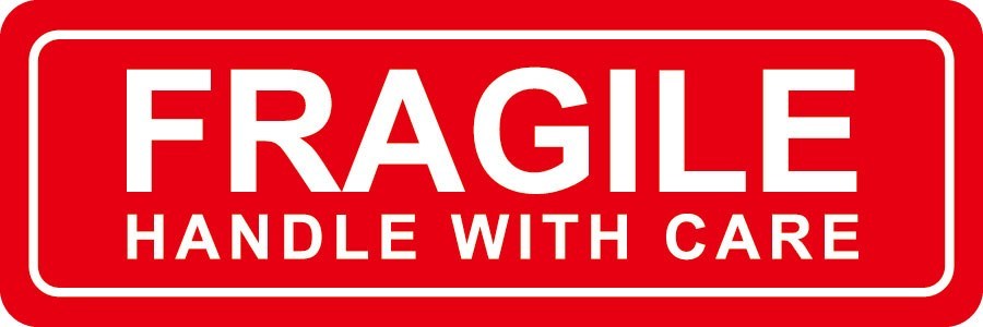 FRAGILE HANDLE WITH CARE Packing Shipping Stickers Easy Peel and Apply 1" x 3"