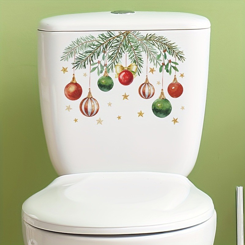 Christmas Toilet Sticker Self-Adhesive Xmas Ornaments for Holiday Bathroom Decor