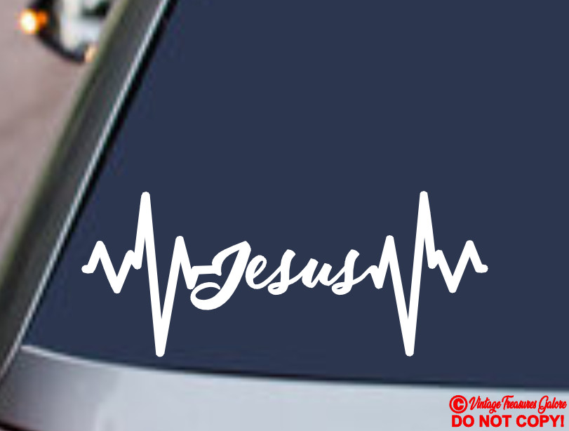 JESUS LIFELINE Vinyl Decal Sticker Car Window Wall Bumper God Love Heartbeat