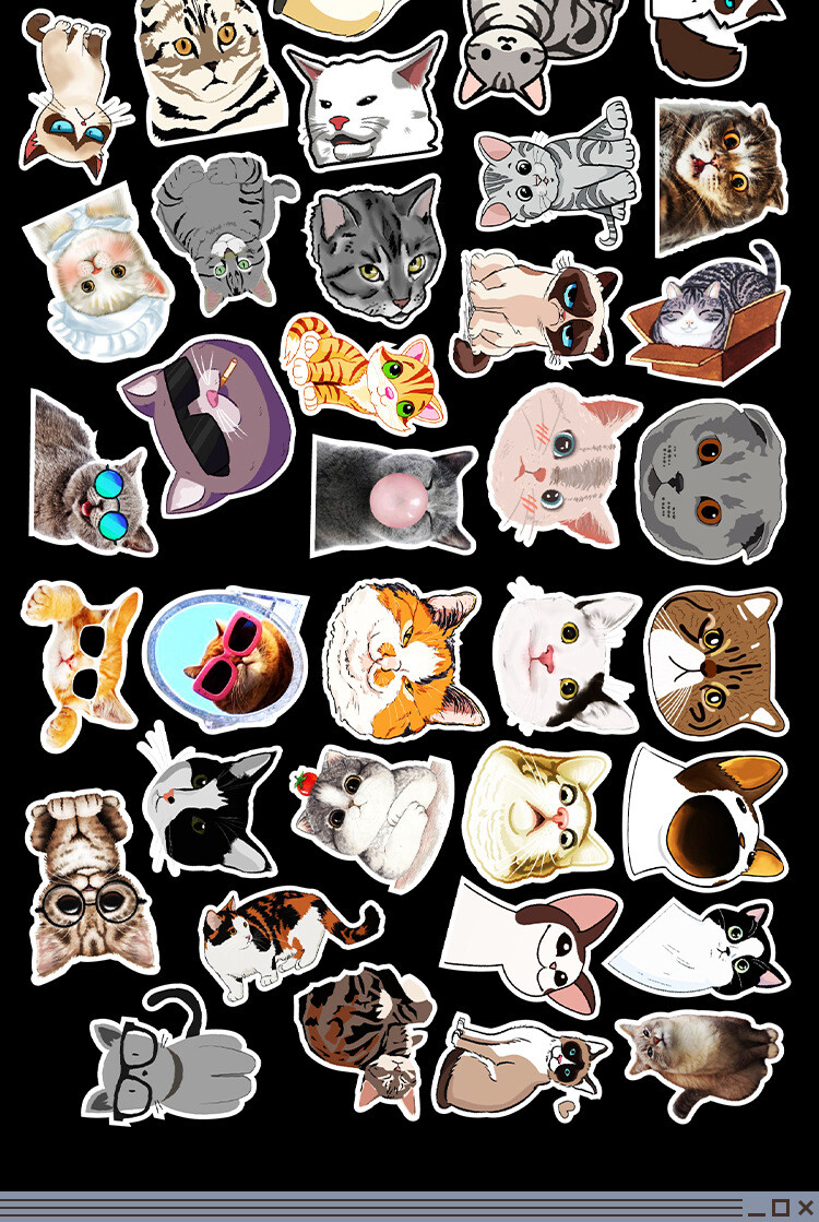 50 Pcs Stickers Cute Funny Cats Laptop Luggage Graffiti Fridge Phone Car Vinyl