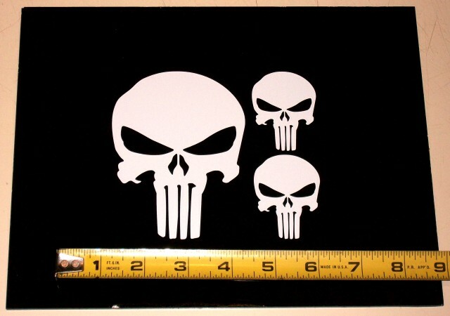The Punisher Skull – Solid Set of 3 HQ Single Color Vinyl Decals!
