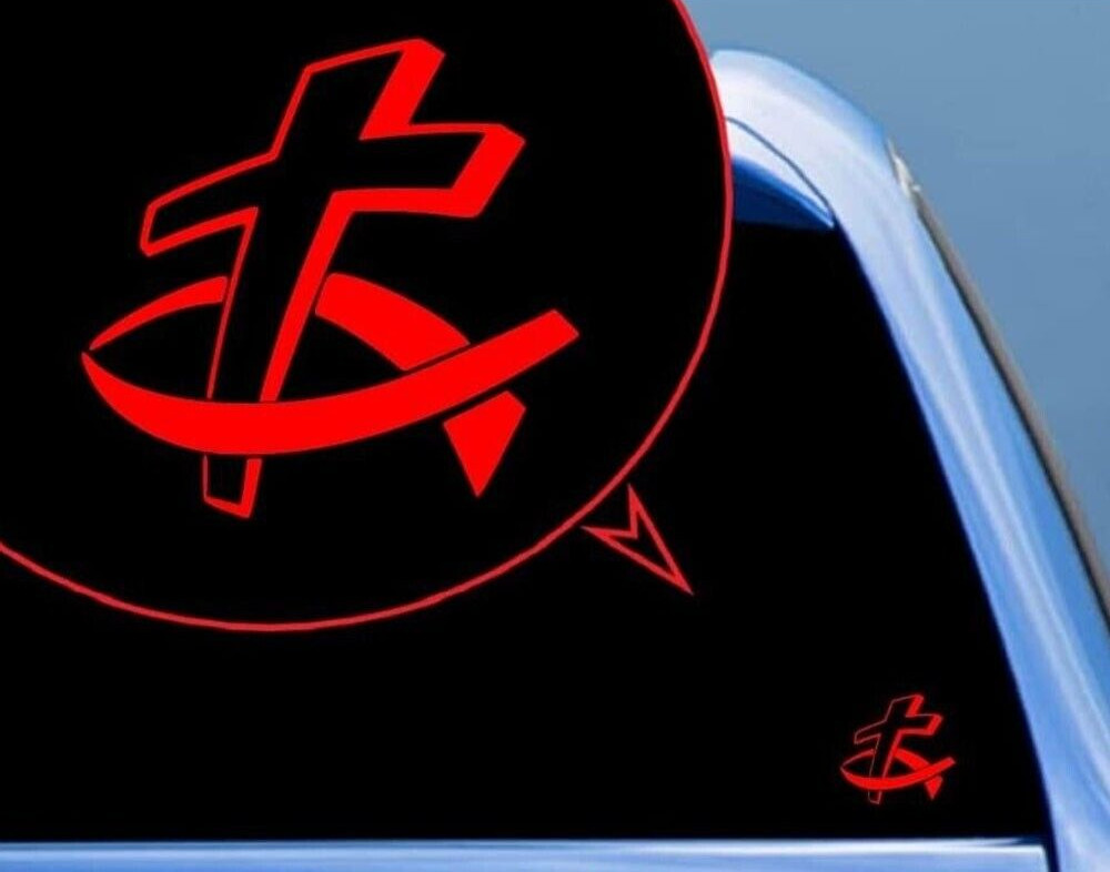 4 Pack Cross Fish Religious Christian Red Vinyl Decal Car Truck Windows laptop