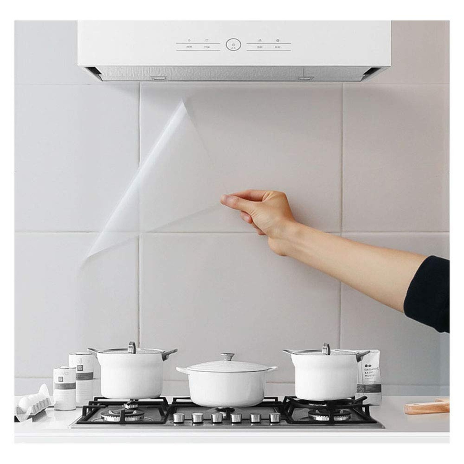 Sufang 4Pcs Clear Oil Proof Wall Stickers Wallpaper Kitchen Backsplash Wall P…