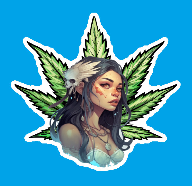 Native American Weed Smoker Laptop Sticker Weatherproof Vinyl Indigenous Art