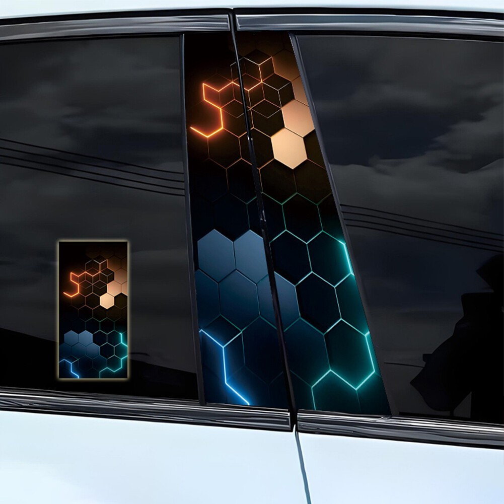 2Pcs Vinyl Car Stickers Waterproof Sun Protection Scratch Cover B-Pillar Sticker