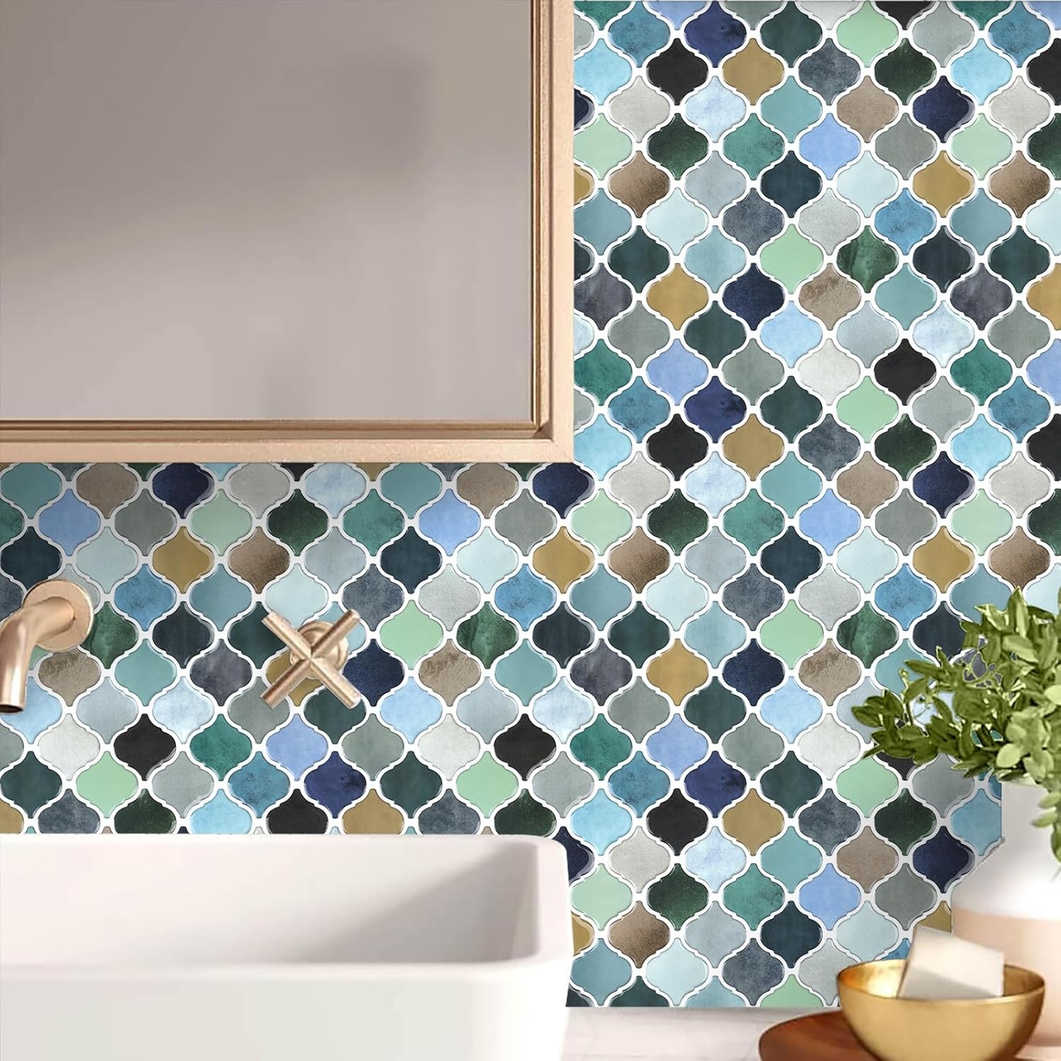 Arabesque Peel Stick Backsplash 12×12” Backsplash Tile for Kitchen Self Adhesive