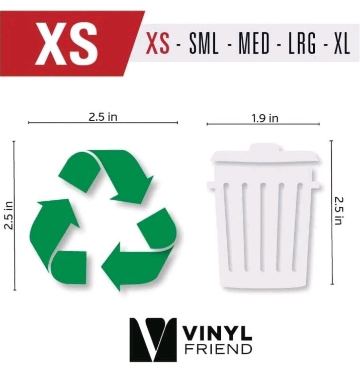 Vinyl Friend Recycle & Trash Decal Stickers Green 2.5 inches Premium Contour Cut