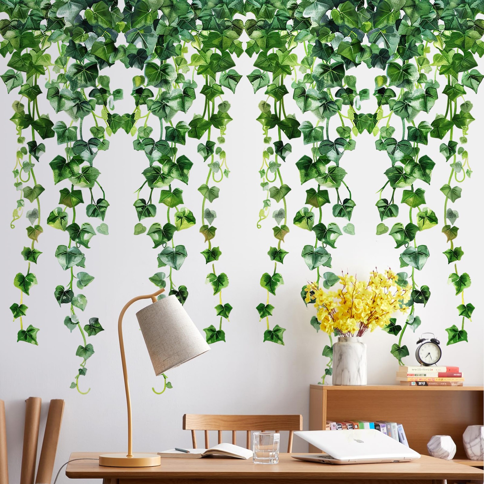 Green Plants Leaves Wall Decals Hanging Vine Wall Stickers Fresh Green Leaf Wall