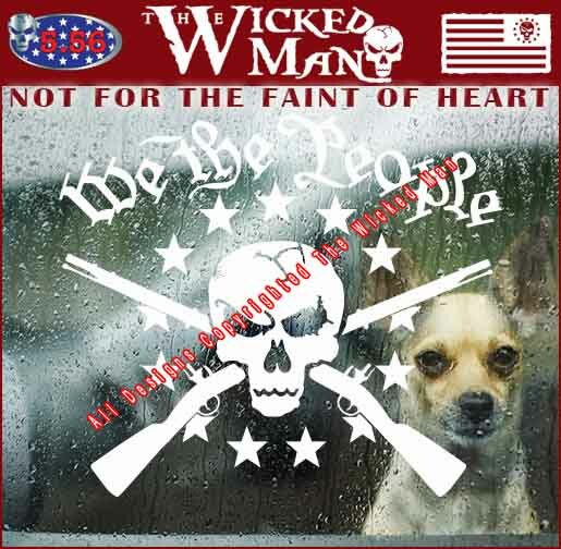 The Wicked Man – We The People USA Skull 13 Stars 2 Muskets Skull Decal Sticker