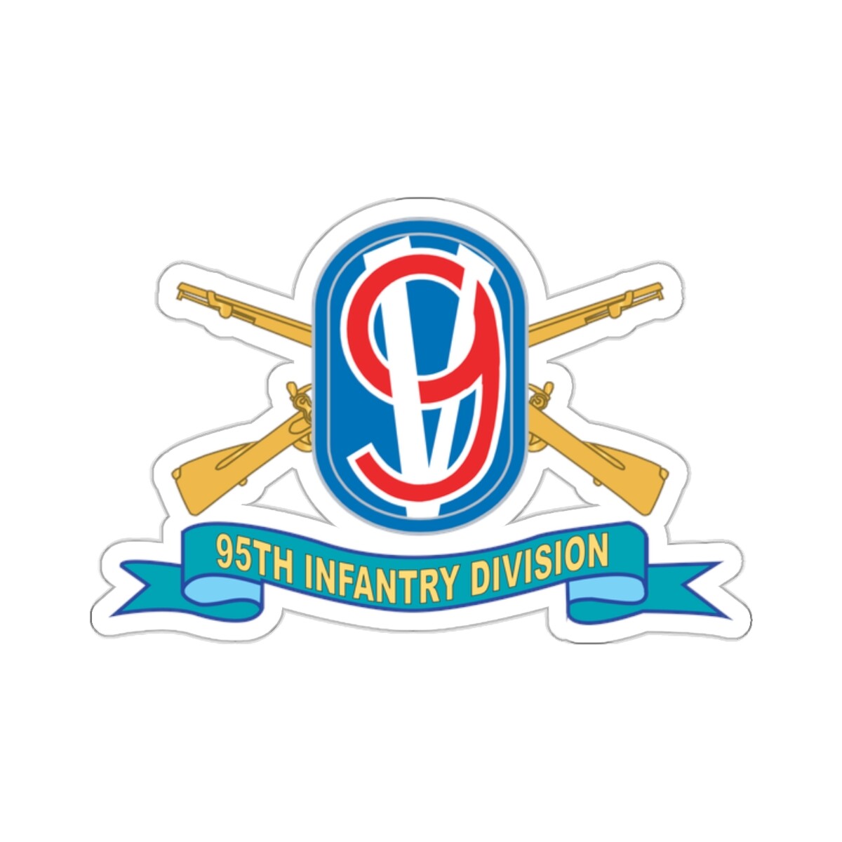 Kiss-Cut Stickers – 95th Infantry Division w Br – SSI – Ribbon X 300