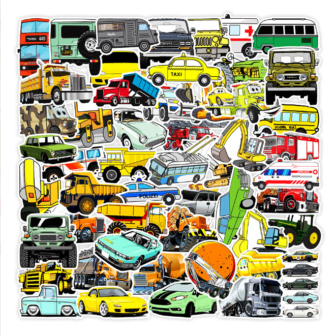 50 Pcs Stickers Vehicle Trucks Cars Fridge Luggage Skateboard Phone Laptop Vinyl