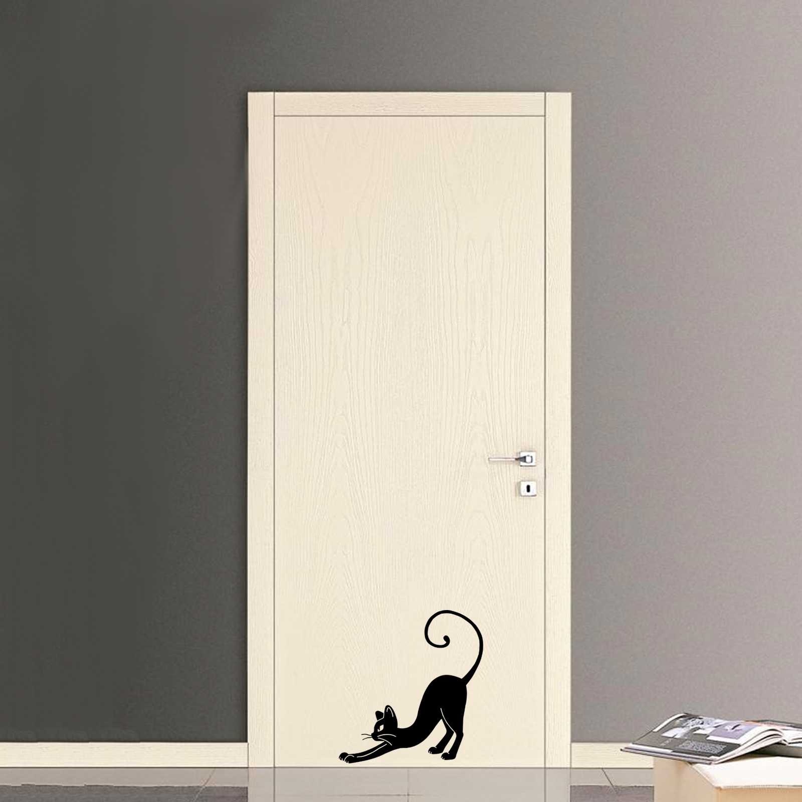 Gatto vinile nero scontornato adesivi murali PVC cat wal sticker cropped 1 PZ.