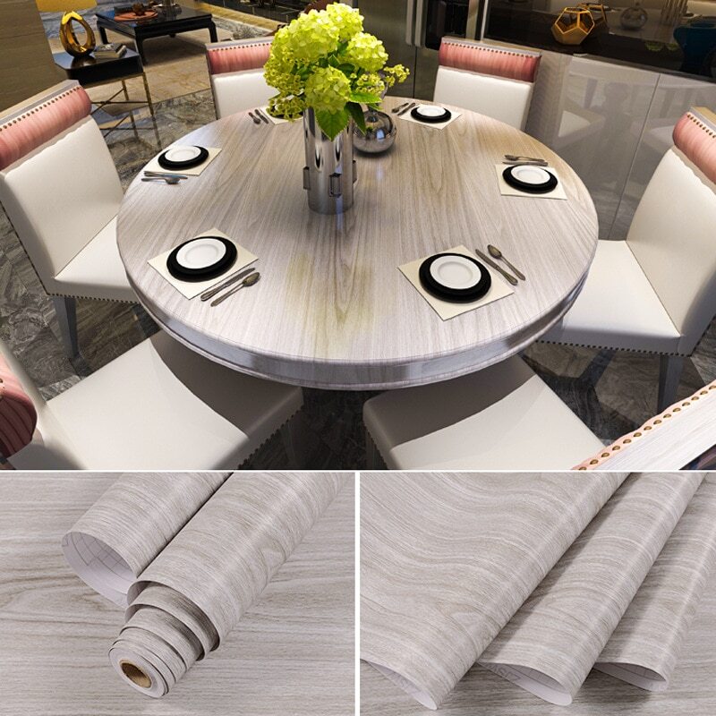 Wood Grain Self-Adhesive Wallpaper Waterproof PVC Contact Stickers Home Decor