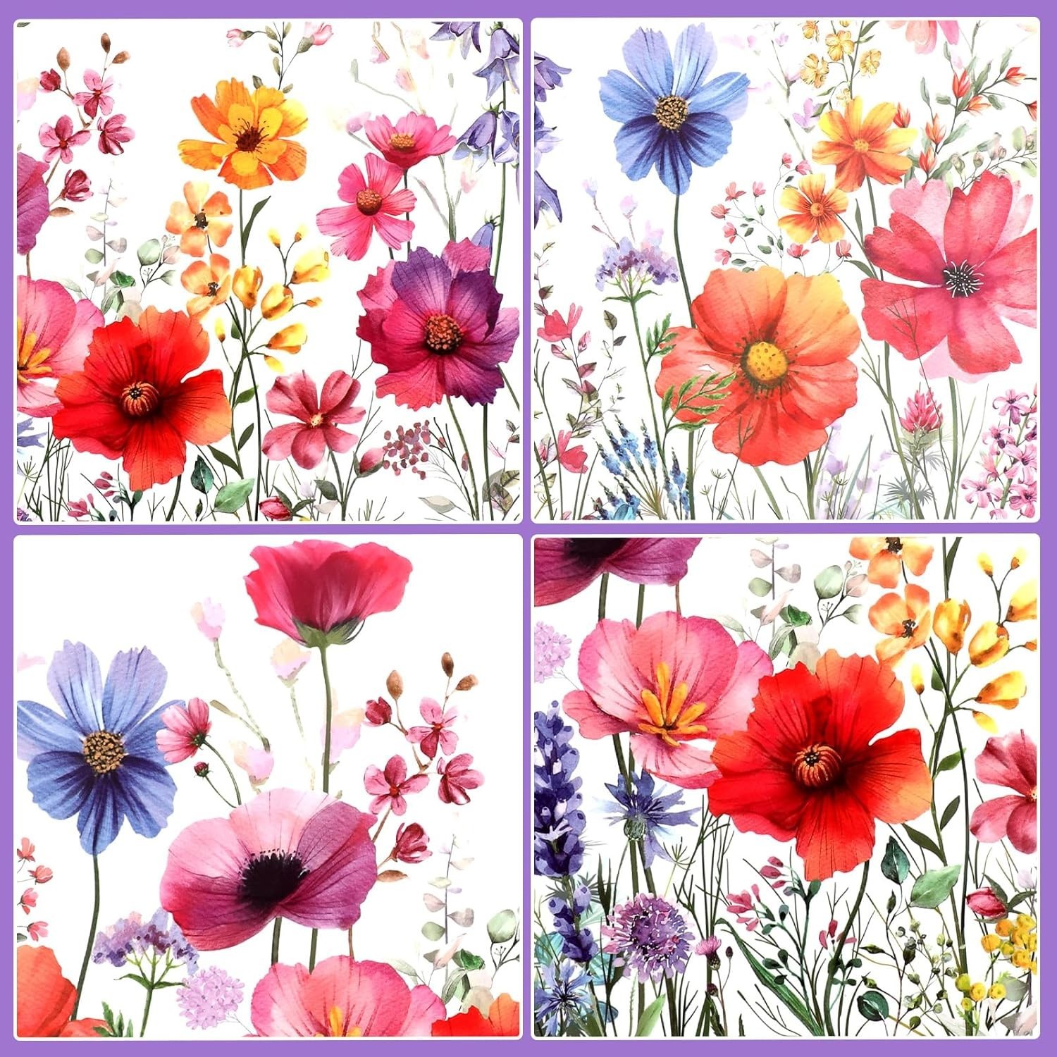 Flower Window Sticker, Double Sided Wildflower Grass Wall Decals Flower Windo…