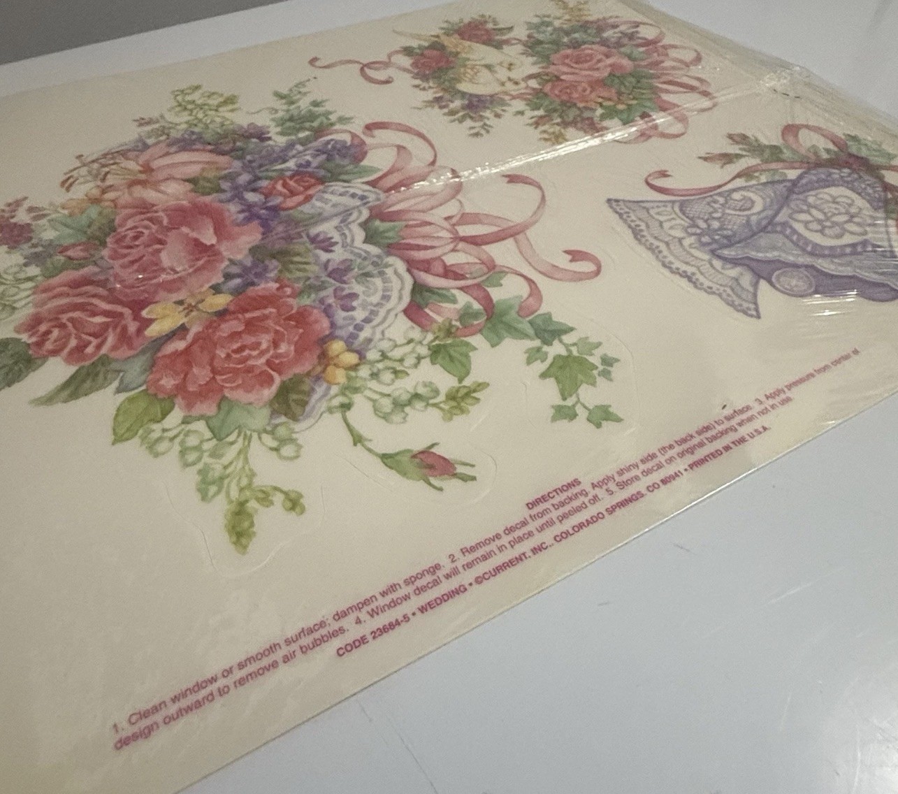 Vintage Wedding Window Decals Just Married Roses Birds Car Decor Spring New