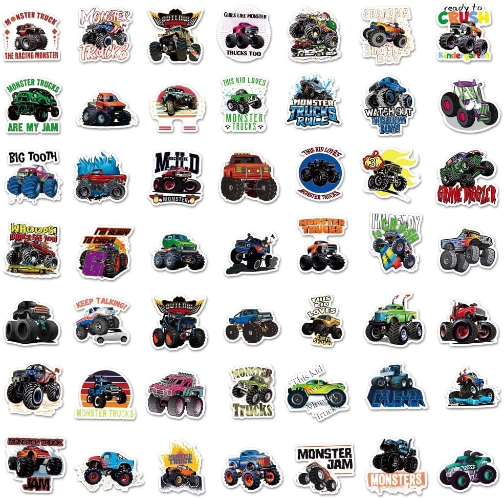 100PCS Monster Truck Stickers Truck Car Stickers for Kids Truck Stickers Water