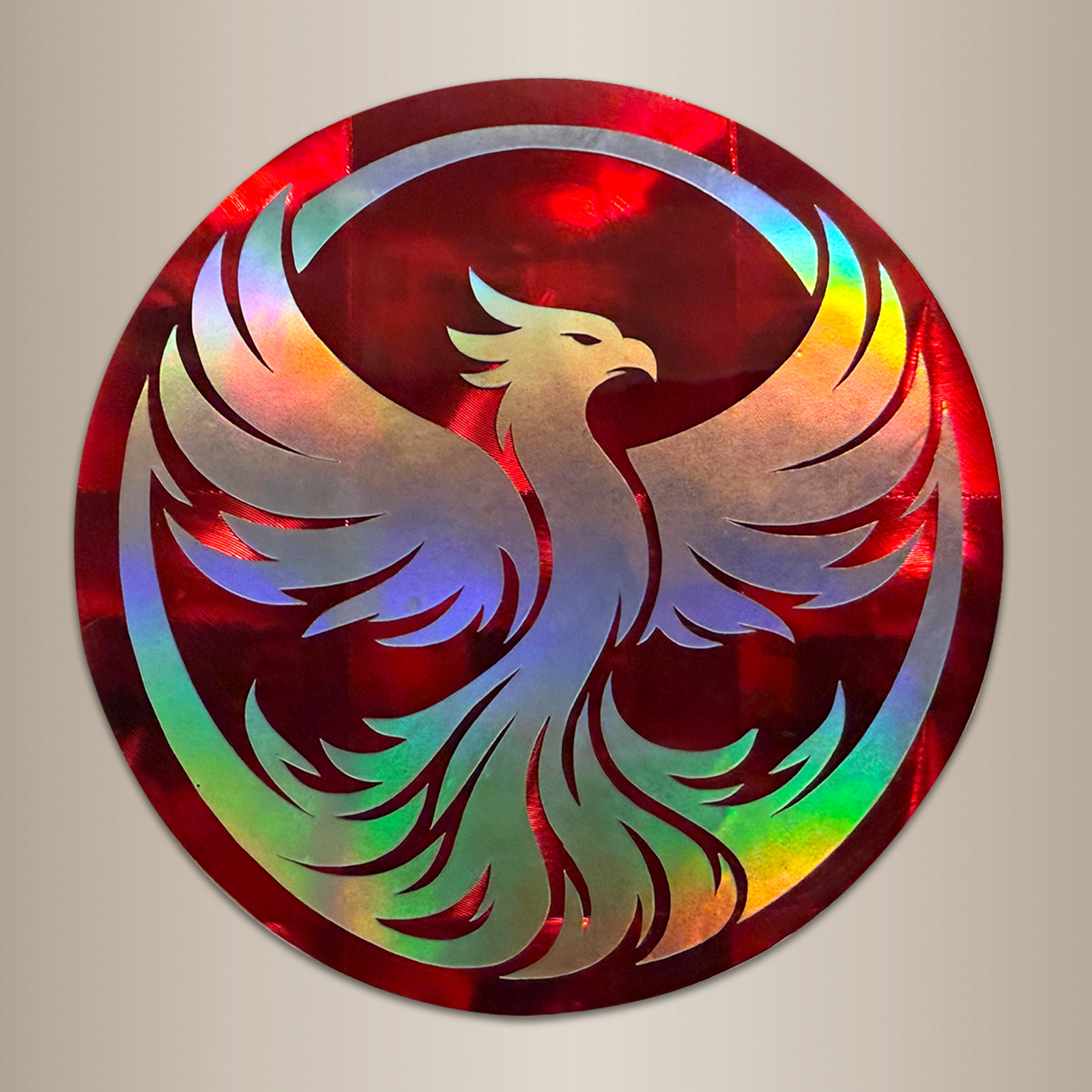 Red Phoenix Bird Sticker Holographic Vinyl Decal Bold 3in, car sticker, laptop