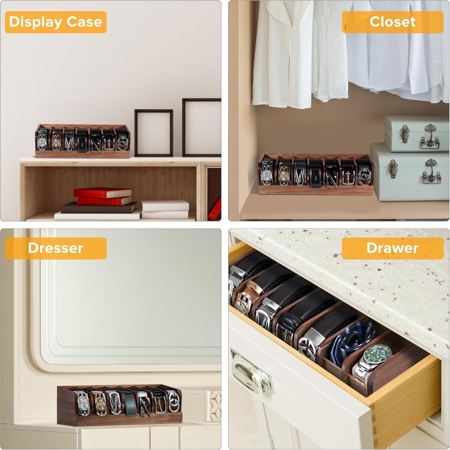 Belt Organizer, 7 Compartment Belt Holder Belt Hanger Closet and Belt Organizer