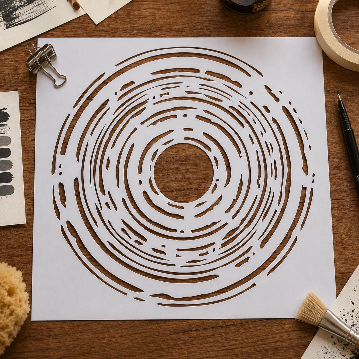 Wood Grain Stencil Mylar Laser Cut Reusable Tree Ring Rustic Decor