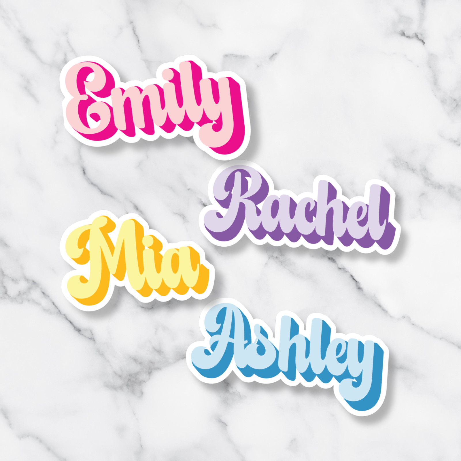Custom Name Girl Doll Pink Font Sticker, Cute Girly Name Labels