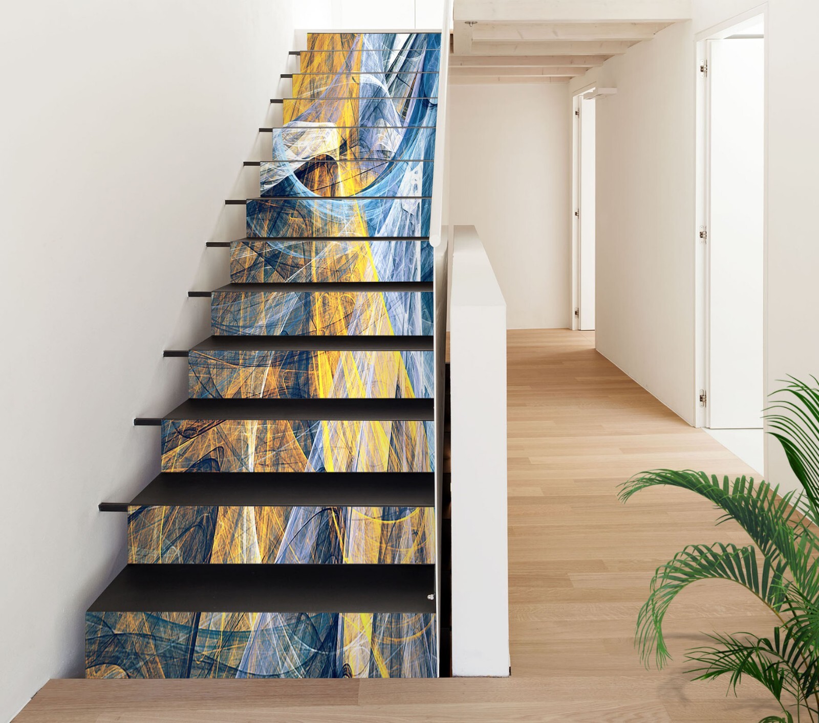 3D Blue Yellow ZHU1142 Stairs Risers Decoration Photo Mural Vinyl Wallpaper Amy