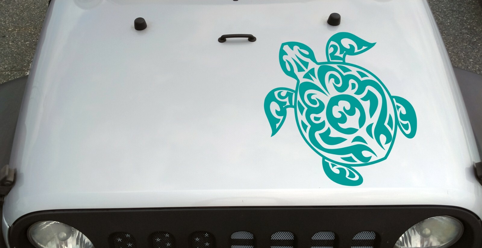 Tribal Sea Turtle Hood Decal | 4×4 Travel Ocean Beach | Vinyl Die Cut Sticker
