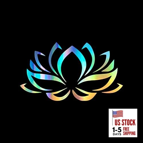 Lotus Flower Pink Vinyl Car Window Decal Sticker | Holographic | 4.75"
