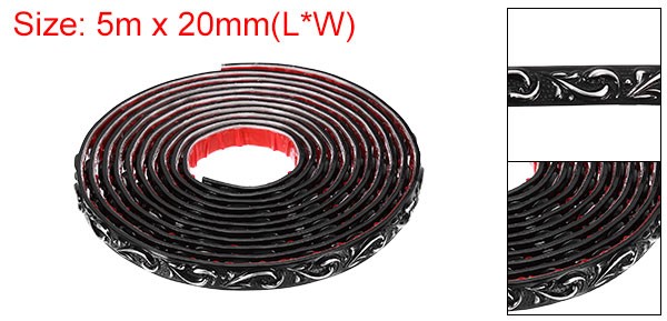 Flexible Wall Trim Molding 16.4Ft x 0.79Inch Adhesive, Wave Black Silver