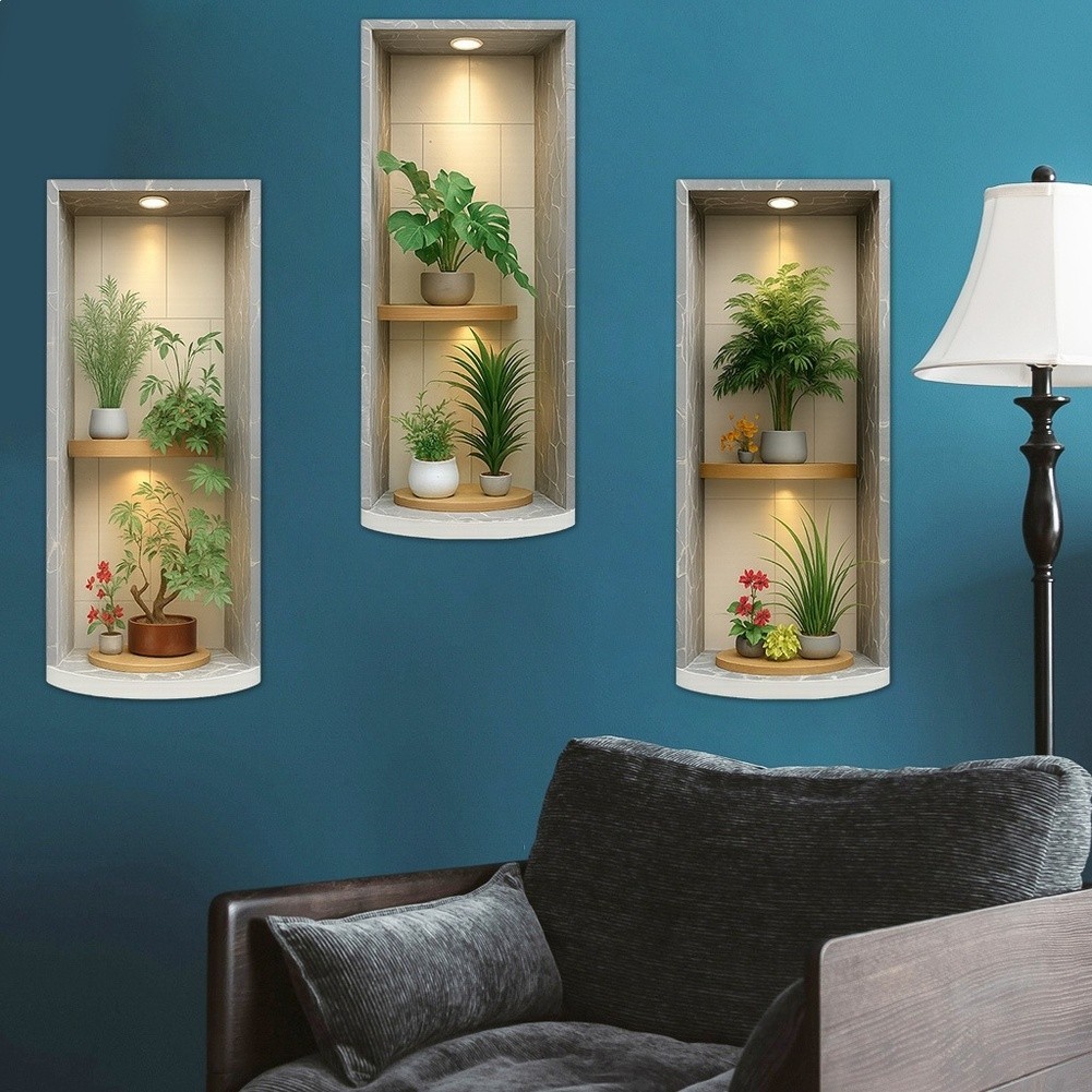 Simulated Plants PVC Wall Stickers Removable Modern Decor for Living Room Use