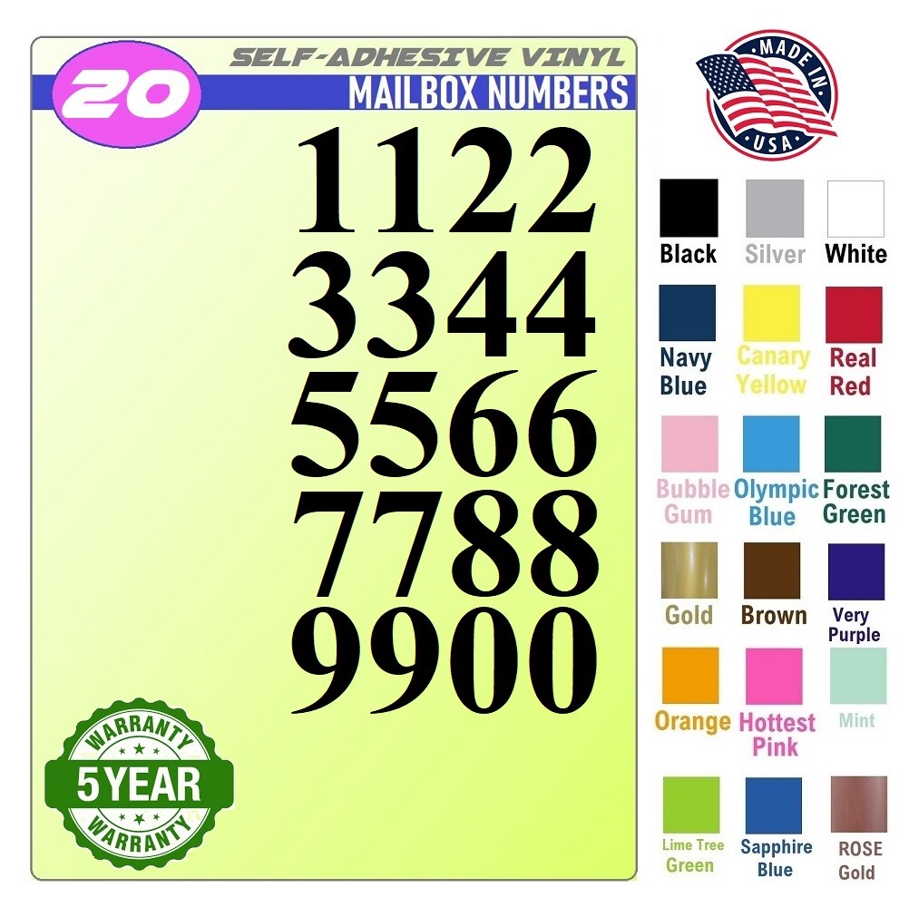 20 Mailbox,Car, Doors, Toolbox,Lockers,Window,BIKE Decal NUMBER [TIMES NEW ROMAN