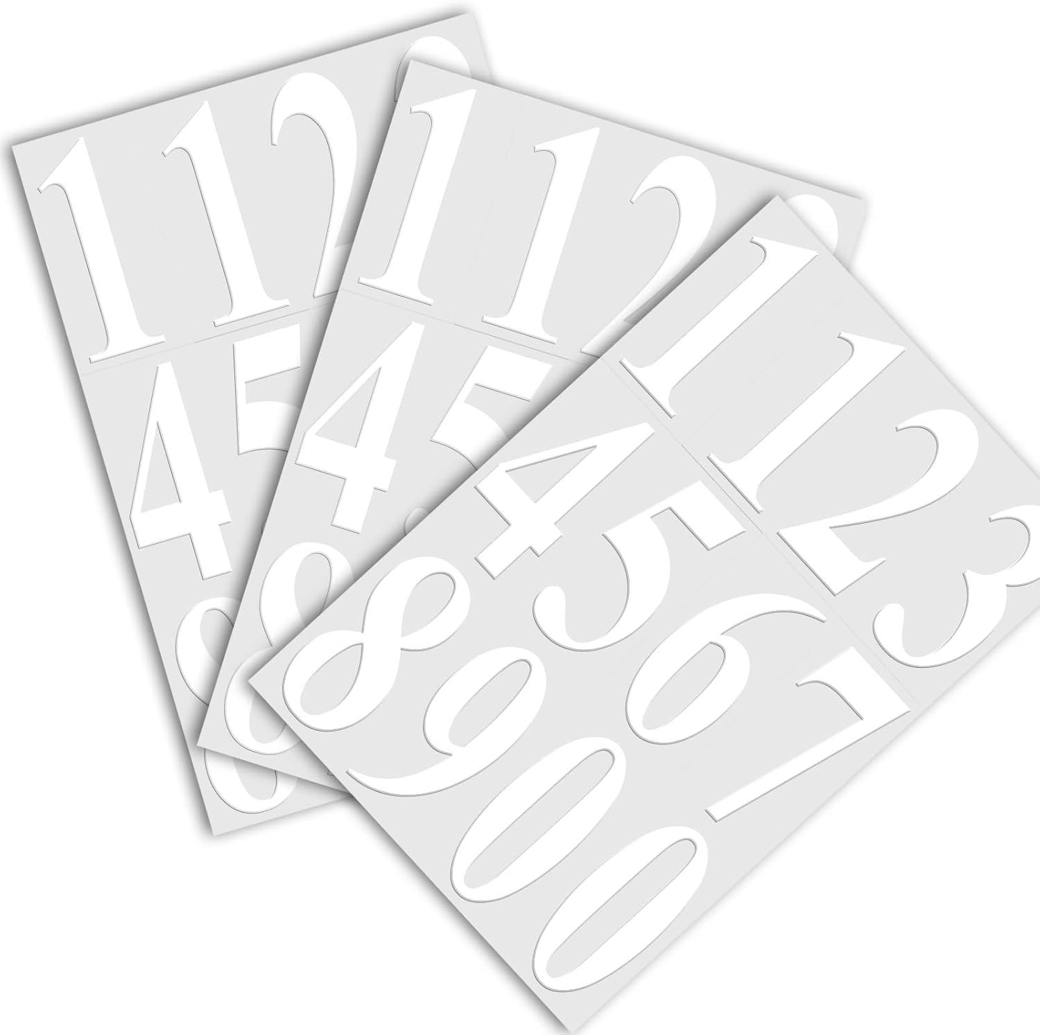 Die Cut White Vinyl Numbers Stickers 2 Inch Self Adhesive – 3 Sets – Premium