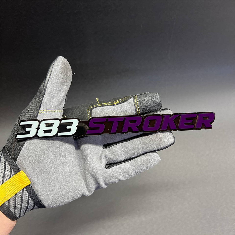 1X 383 stroker Custom 3D Car Fender Emblem Acrylic Badge Gray / PURPLE / black