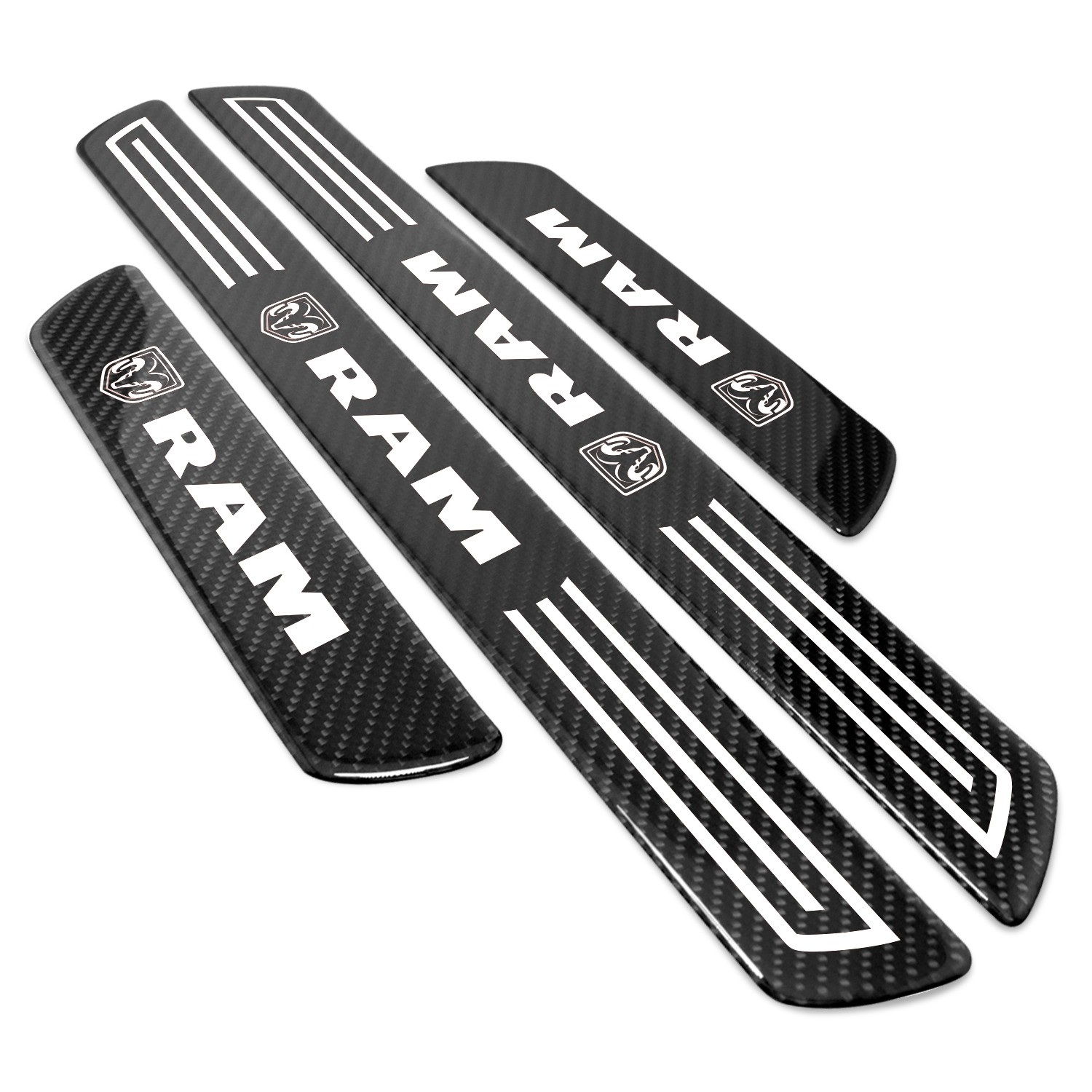 RAM X-Large Black Carbon Fiber 4 Pcs Universal Door Sill Plates