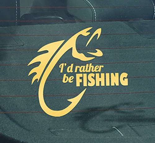 CMI I'd Rather Be Fishing Decal | 6.5-Inches Wide | Premium Quality Gold Vinyl