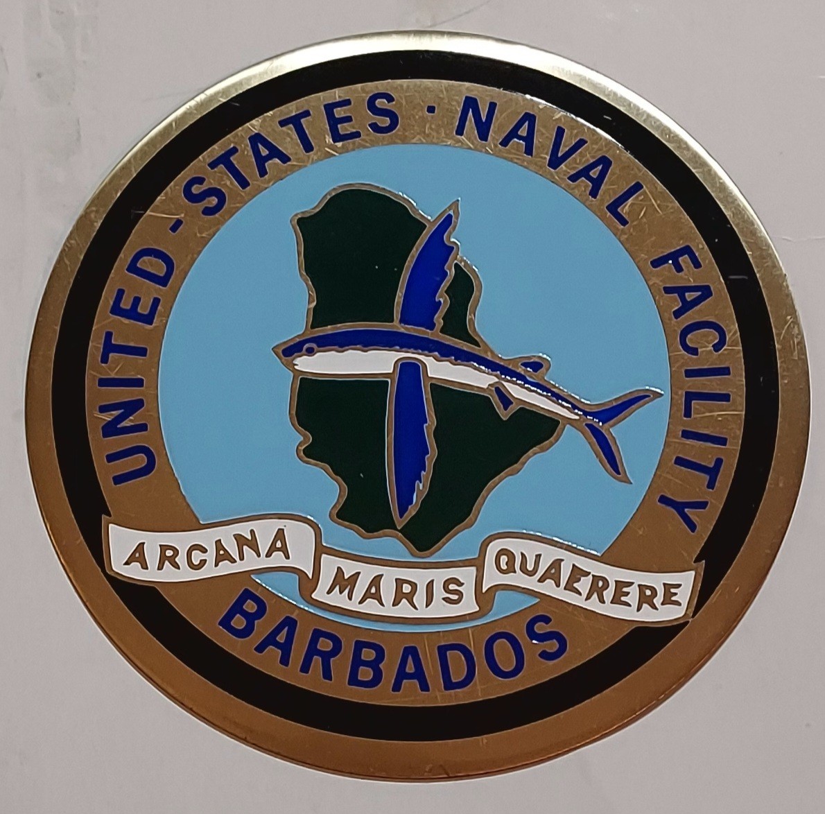 ( ALUMINUM ) 3" DECAL, STICKER- former United States Naval Facility in Barbados