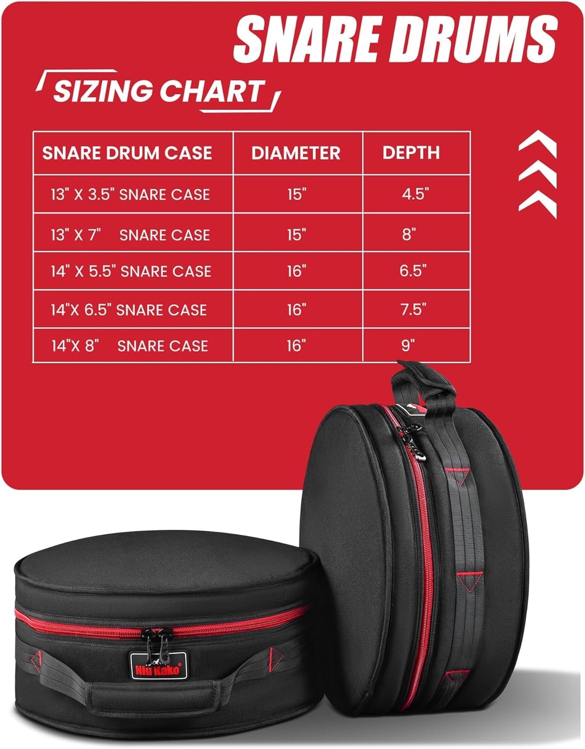 14×6.5 Snare Drum Case Thick Padded Drum Bag Lightweight Protective