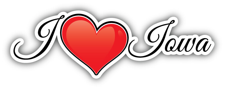 I Love Iowa USA Travel Slogan Car Bumper Sticker Decal