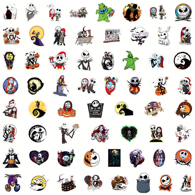 60PCS The Nightmare Before Christmas Jack Skellington Sally Decal Sticker Pack