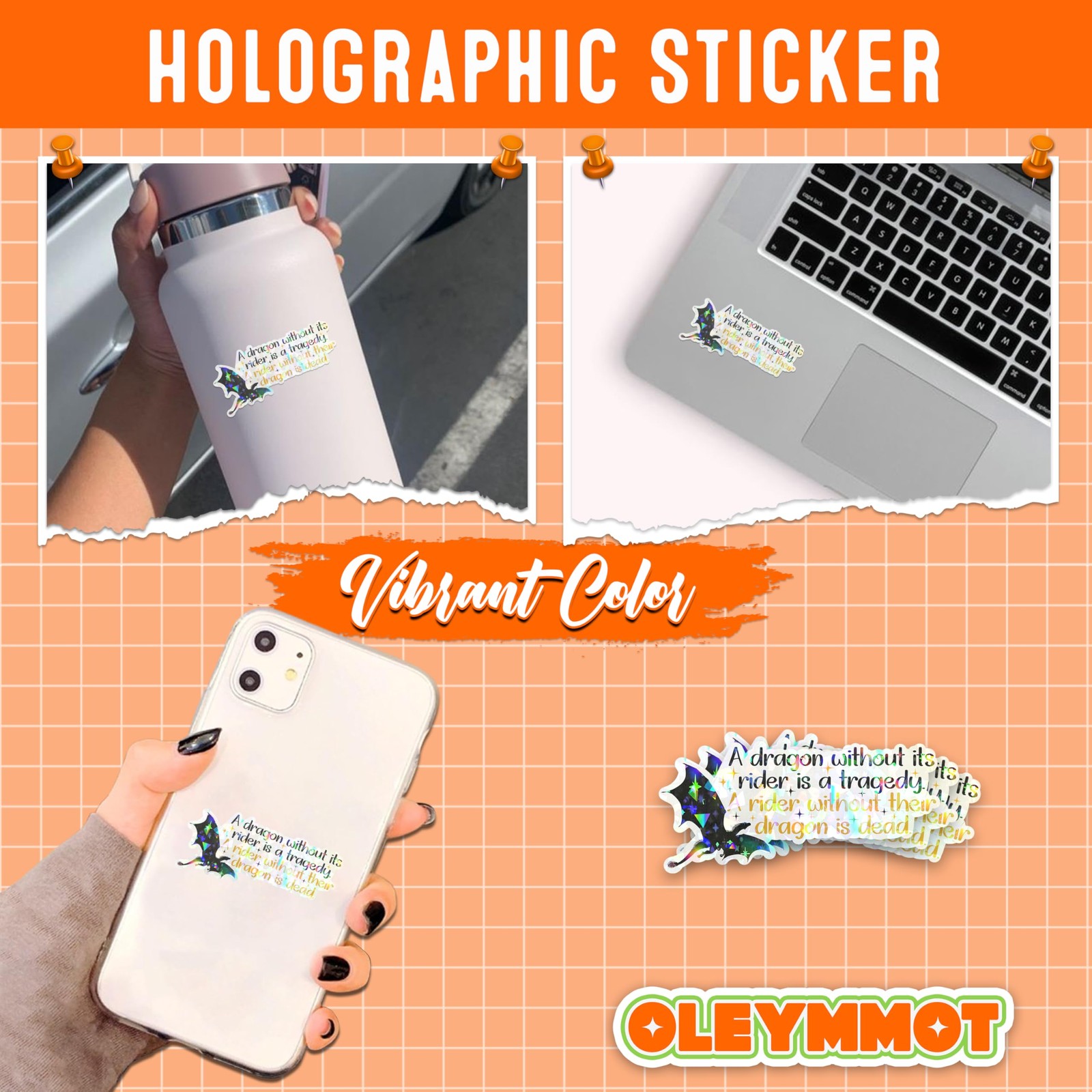 Generic Dragon Without Rider Holographic Sticker 3 Inch