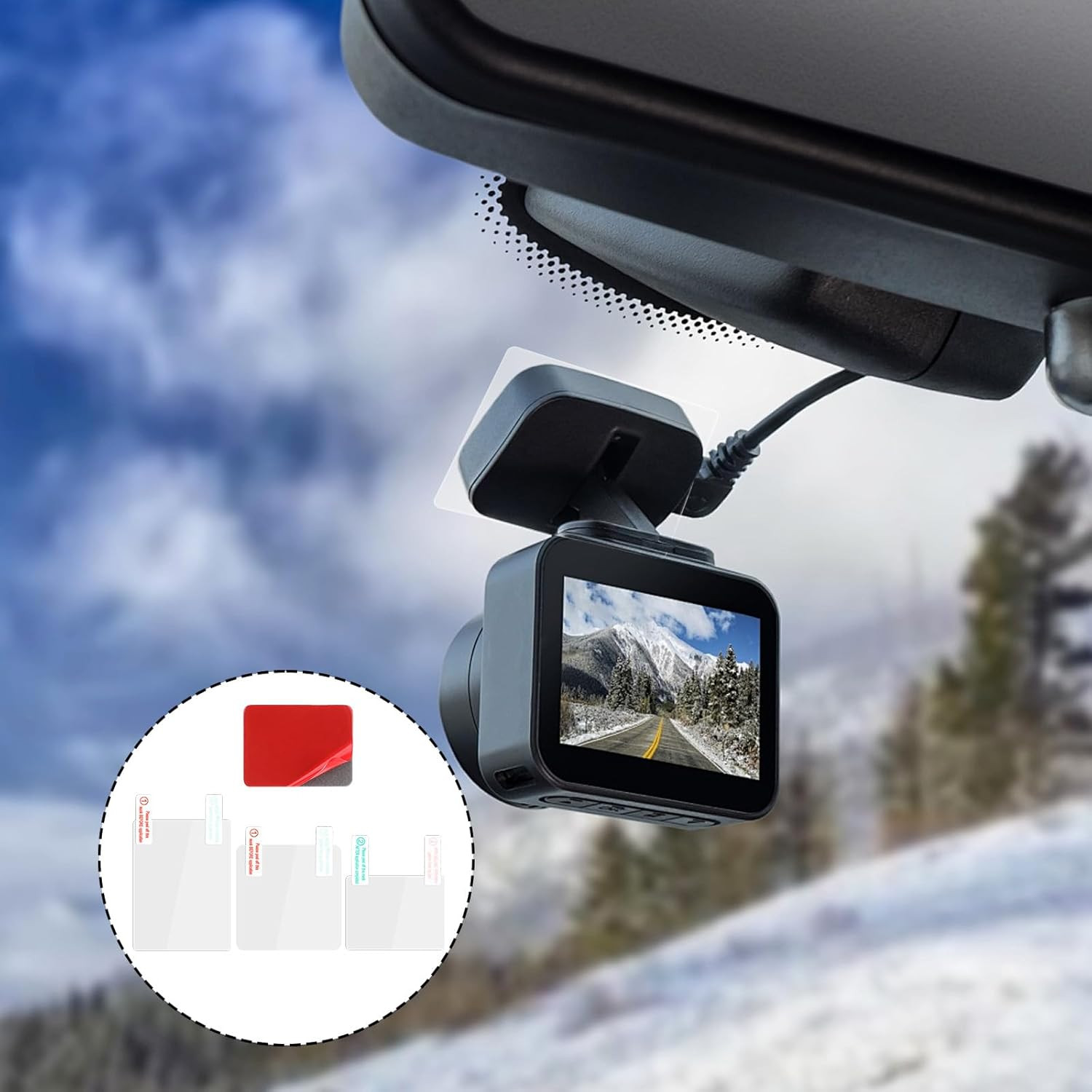 3 Pcs Electrostatic Sticker Mounting Dash Cam 6 Pcs Double-Sided Sticker