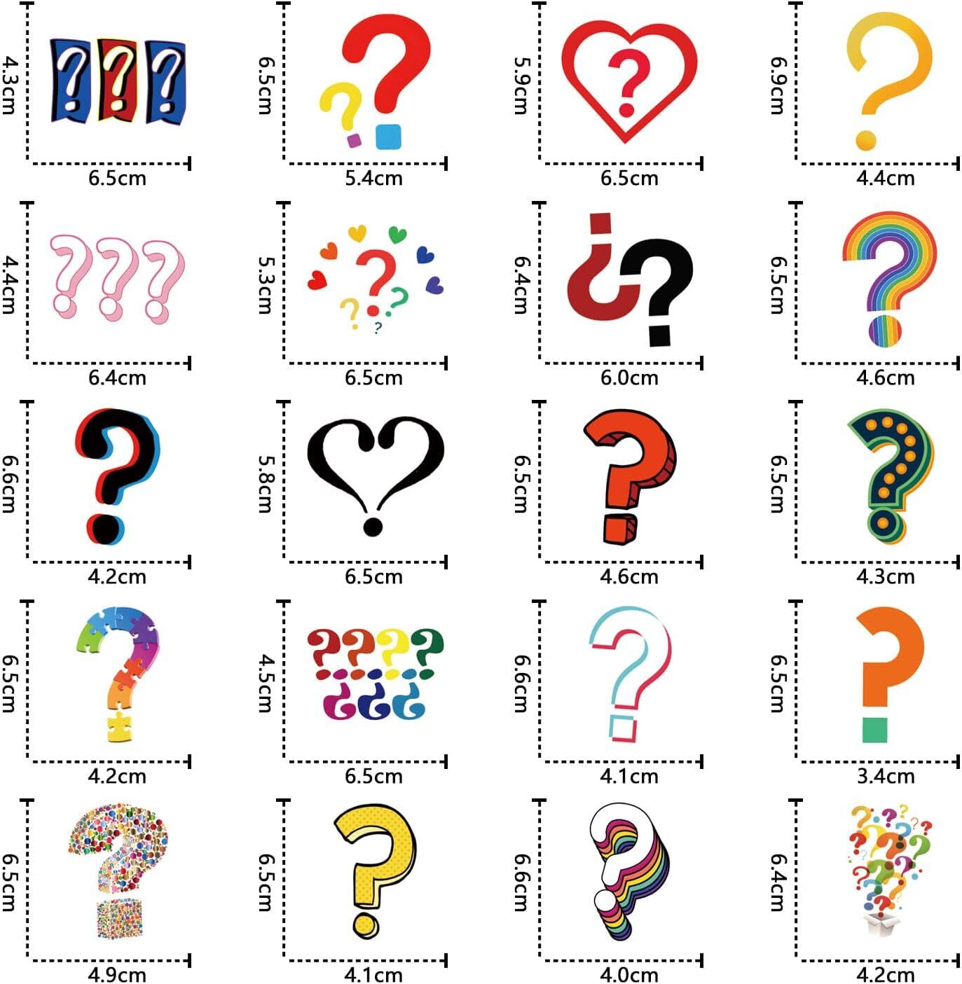 120pcs Question Mark Stickers Vinyl Waterproof Aesthetic Cartoon Decals Red